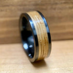 BW James Jewelers ALT Wedding Band “Old Ironsides" 100% USA Made Black Ceramic Ring With Wood From USS Constitution Ship