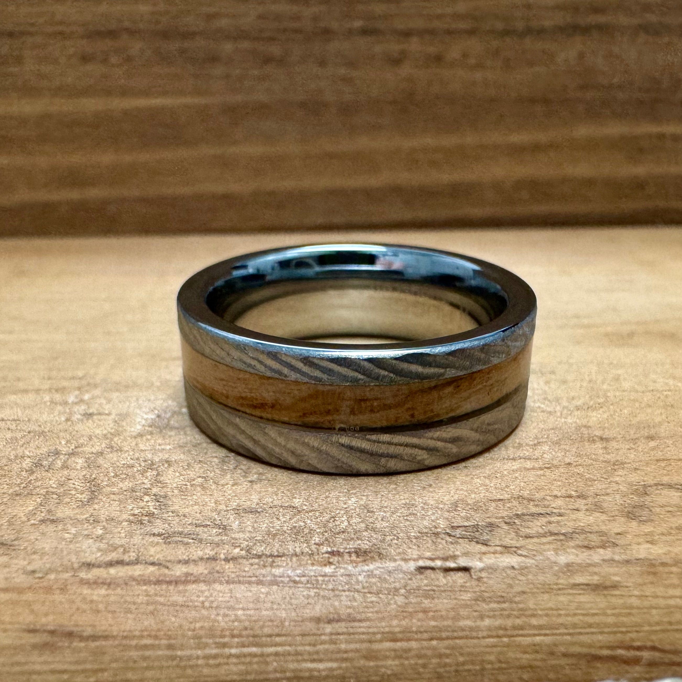 BW James Jewelers ALT Wedding Band “Rugged Old Ironsides" 100% USA Made Rugged Tungsten Ring With Wood From USS Constitution Ship