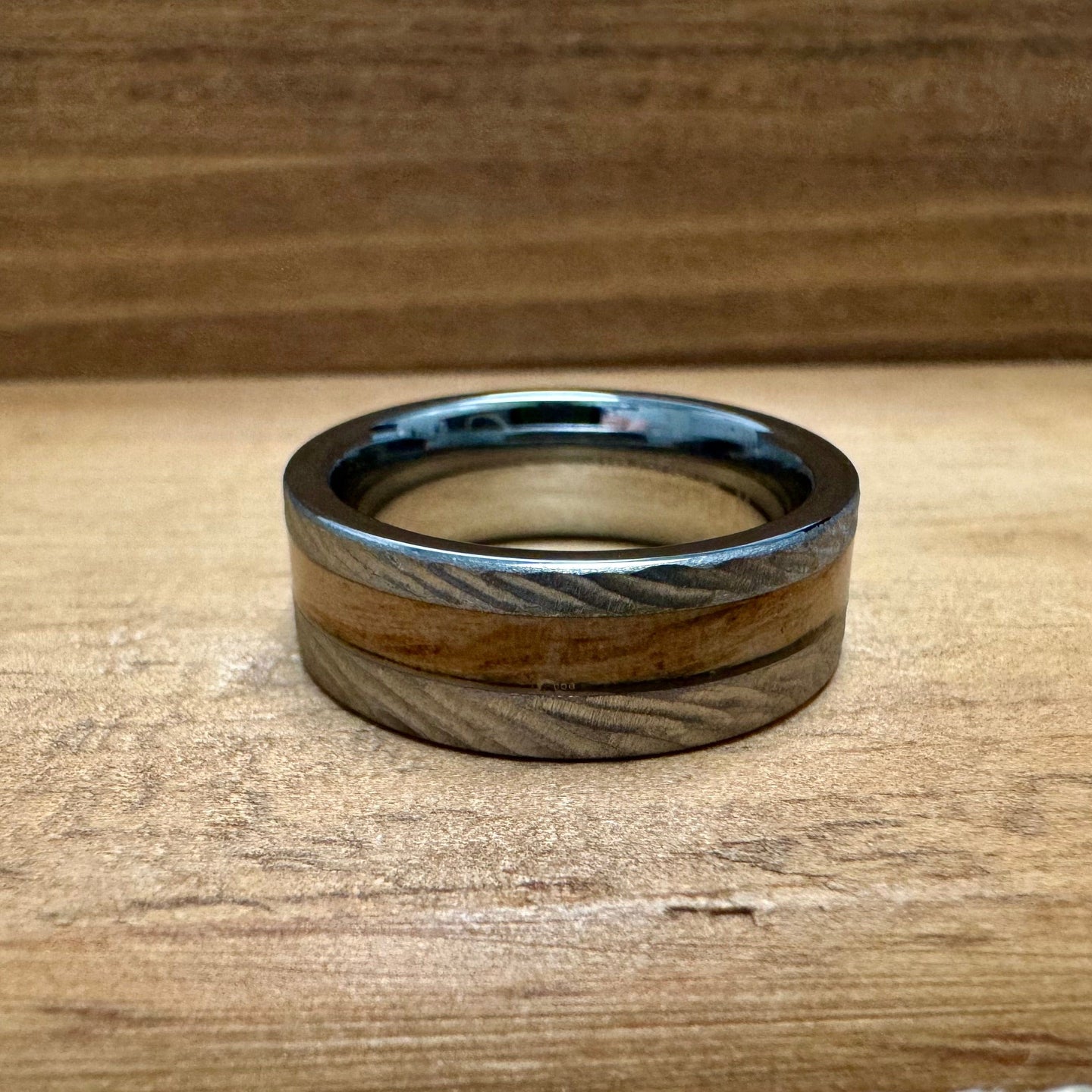 BW James Jewelers ALT Wedding Band “Rugged Old Ironsides" 100% USA Made Rugged Tungsten Ring With Wood From USS Constitution Ship