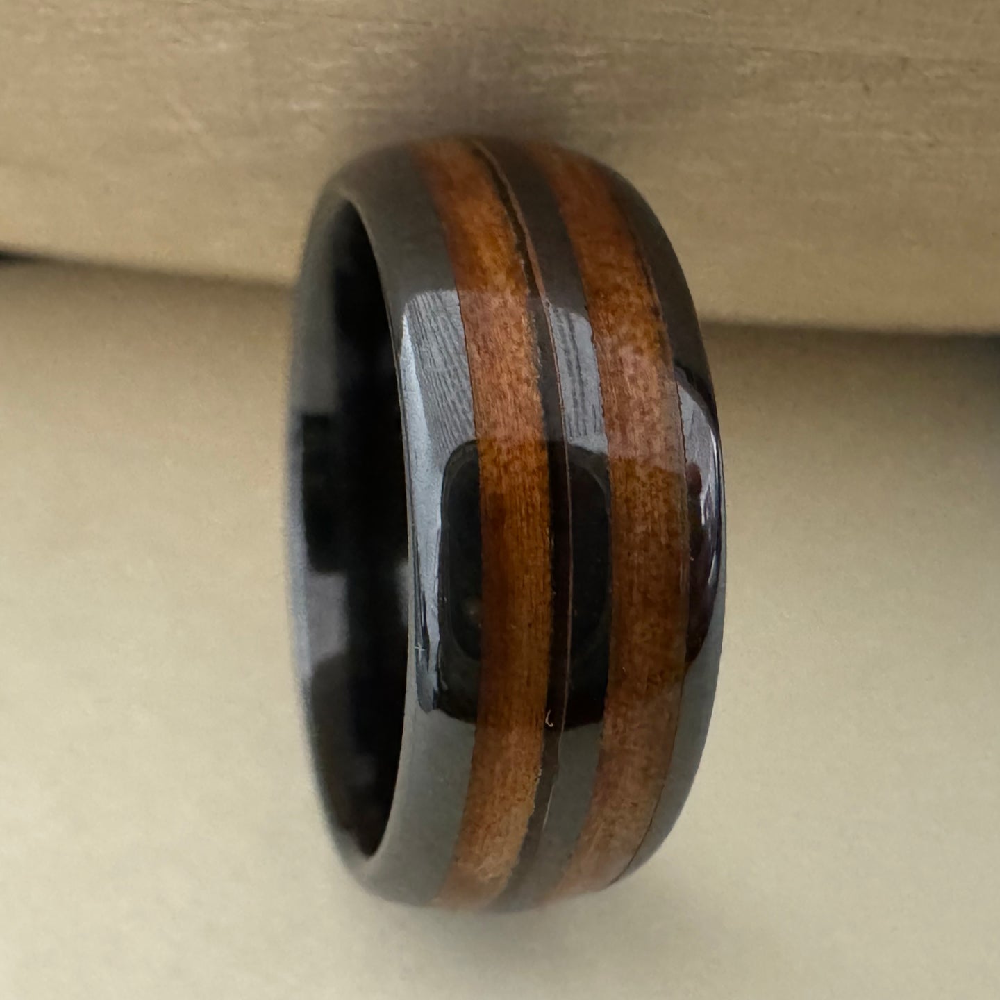 BW James Jewelers ALT Wedding Band “The Aviator” 100% USA Made Black Ceramic Ring With Wood From RAF Mosquito Airplane