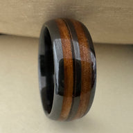 BW James Jewelers ALT Wedding Band “The Aviator” 100% USA Made Black Ceramic Ring With Wood From RAF Mosquito Airplane