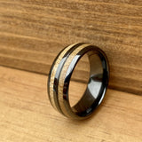 BW James Jewelers ALT Wedding Band “The Aviator” 100% USA Made Black Ceramic Ring With Wood From RAF Mosquito Airplane