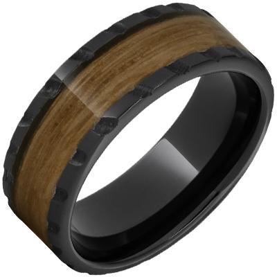 BW James Jewelers ALT Wedding Band "The Barrel Maker" 100% USA Made Build Your Own Ring Black Diamond Ceramic Pipe Cut Band Scored Finish
