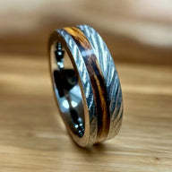 BW James Jewelers ALT Wedding Band “The Bethlehem Mini ” 100% USA Made Black Rugged Tungsten Ring With Olive Wood From Israel