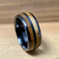 BW James Jewelers ALT Wedding Band "The Blue Grass" ✓Kentucky Bourbon Whiskey Barrel ✓Black Ceramic Ring