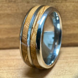 BW James Jewelers ALT Wedding Band “The Bootlegger” Tungsten Ring With Reclaimed Bourbon Whiskey Barrel Wood