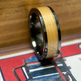 BW James Jewelers ALT Wedding Band "The Boston Grand Slam" 100% USA Made Black Ceramic Ring With Wood From Fenway Park