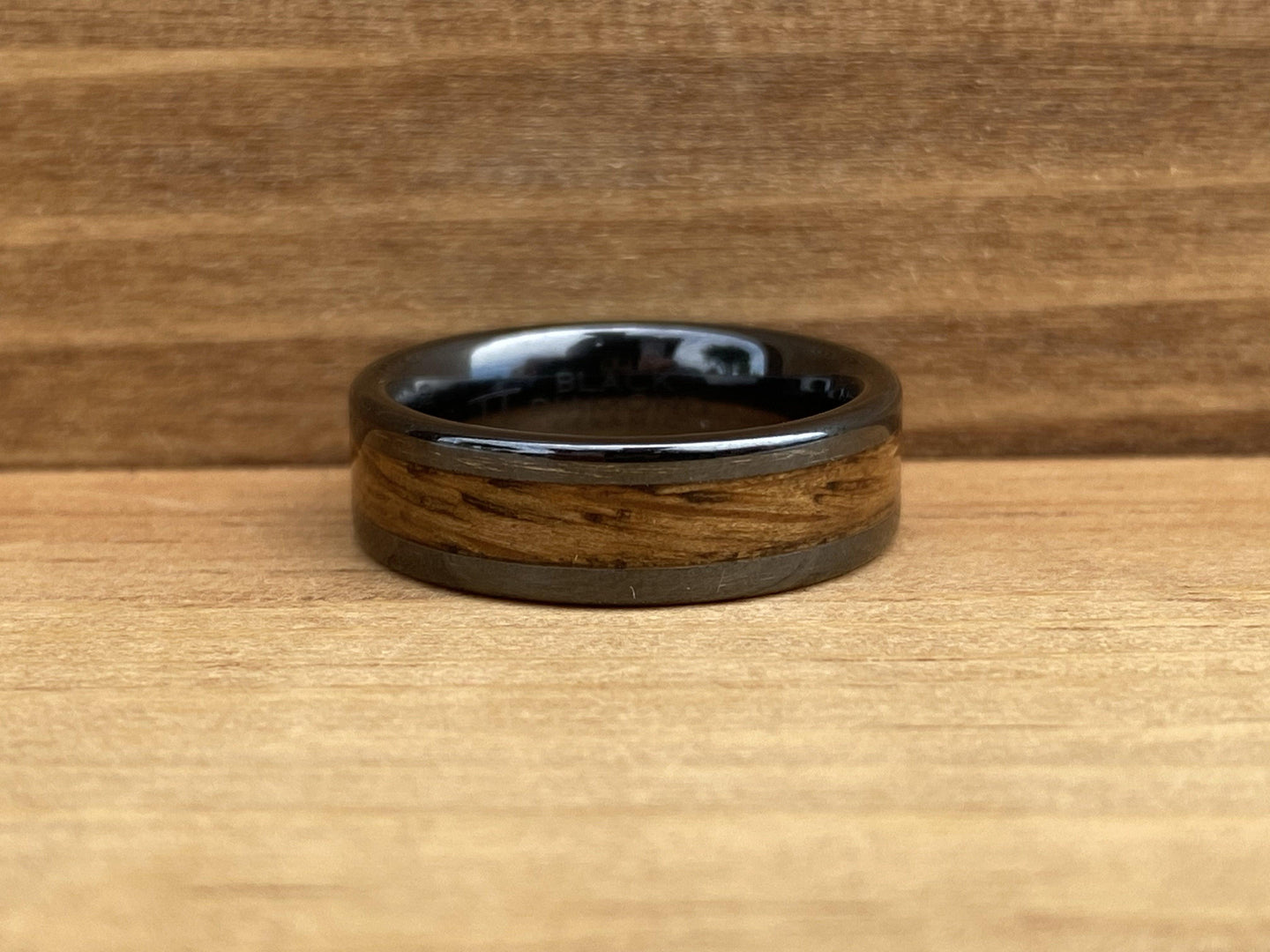 BW James Jewelers ALT Wedding Band “The Bourbon Mini” 100% USA Made Build Your Own Ring Black Diamond Ceramic Pipe Cut 6mm High Polish Ring