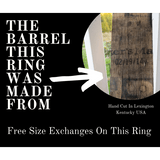 BW James Jewelers ALT Wedding Band "The Daniel Boone" Kentucky Straight Bourbon Whiskey Barrel Black Ceramic Ring With Antler