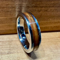 BW James Jewelers ALT Wedding Band “The Fairview” 100% USA Made Serinium® Metal With Wood From A Kentucky Bourbon Barrel 6mm