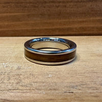 BW James Jewelers ALT Wedding Band “The Fairview” 100% USA Made Serinium® Metal With Wood From A Kentucky Bourbon Barrel 6mm