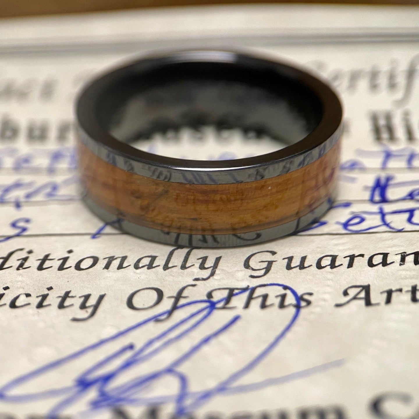 BW James Jewelers ALT Wedding Band “The Gettysburg” 100% USA Made Black Ceramic Ring With Wood From The Gettysburg Battlefield