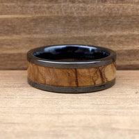 BW James Jewelers ALT Wedding Band “The Holy Land” 100% USA Made Black Ceramic Ring With Olive Wood From Israel