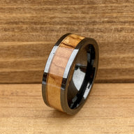 BW James Jewelers ALT Wedding Band “The Holy Land” 100% USA Made Black Ceramic Ring With Olive Wood From Israel