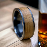 BW James Jewelers ALT Wedding Band "The Lexington" Kentucky Straight Bourbon Whiskey Barrel Black Ceramic Ring