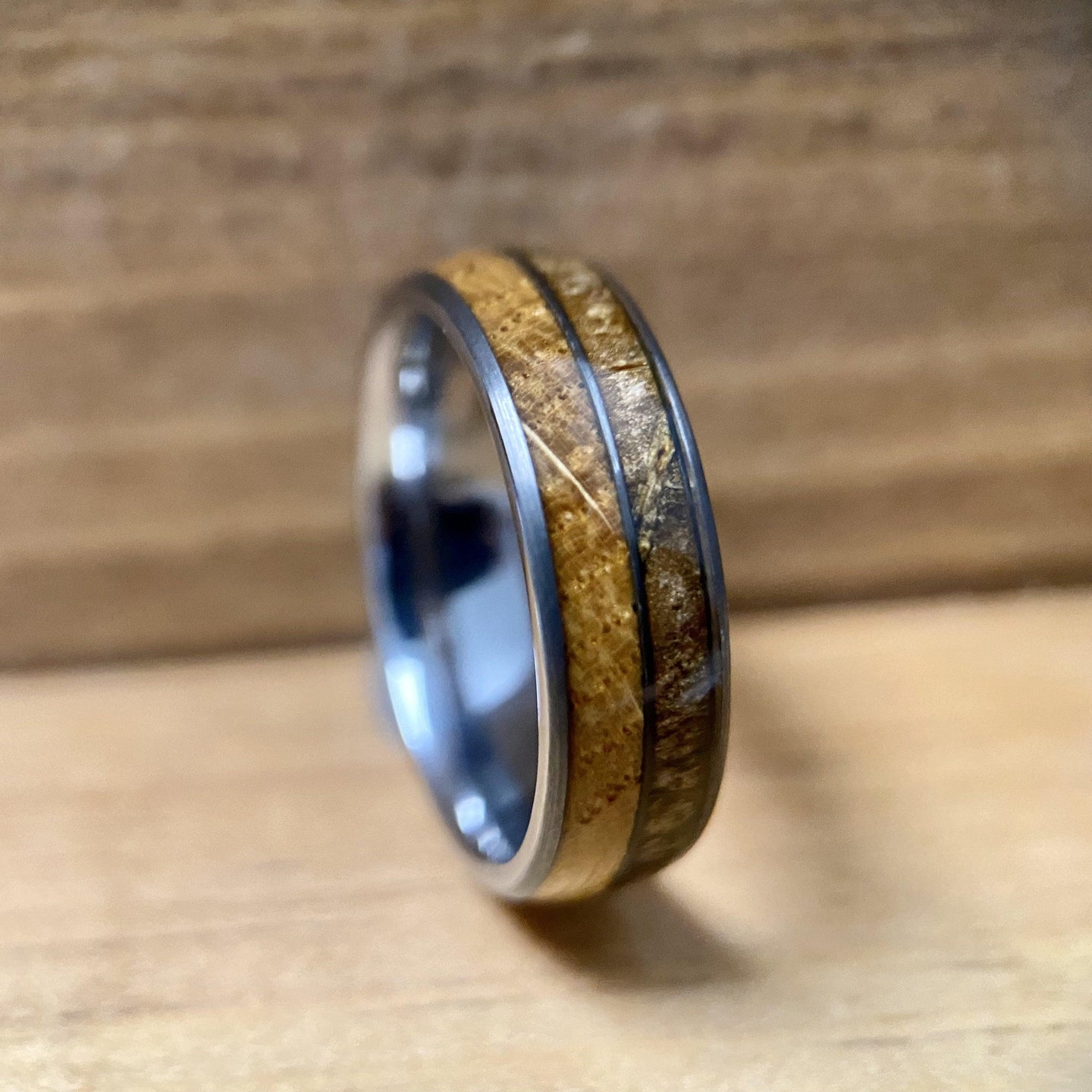 BW James Jewelers ALT Wedding Band “The M. Churchill ” Kentucky Straight Bourbon Whiskey Barrel Tungsten Ring