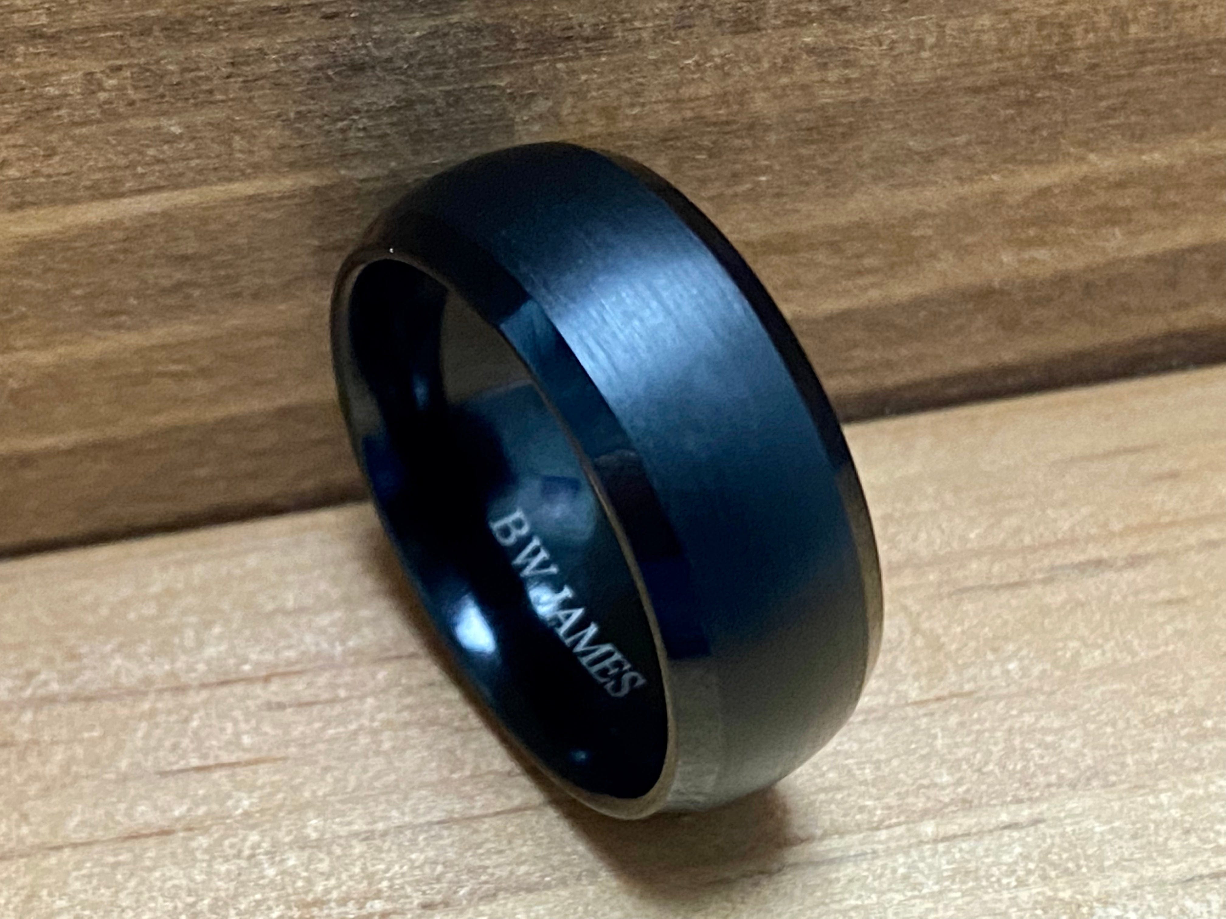 BW James Jewelers ALT Wedding Band “The Mach 5” 8mm Black Tungsten Ring With Brushed Finish