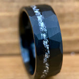 BW James Jewelers ALT Wedding Band “The Moon Lander” 8mm Black Tungsten Ring With Gibeon Meteorite
