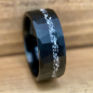 BW James Jewelers ALT Wedding Band “The Moon Lander” 8mm Black Tungsten Ring With Gibeon Meteorite