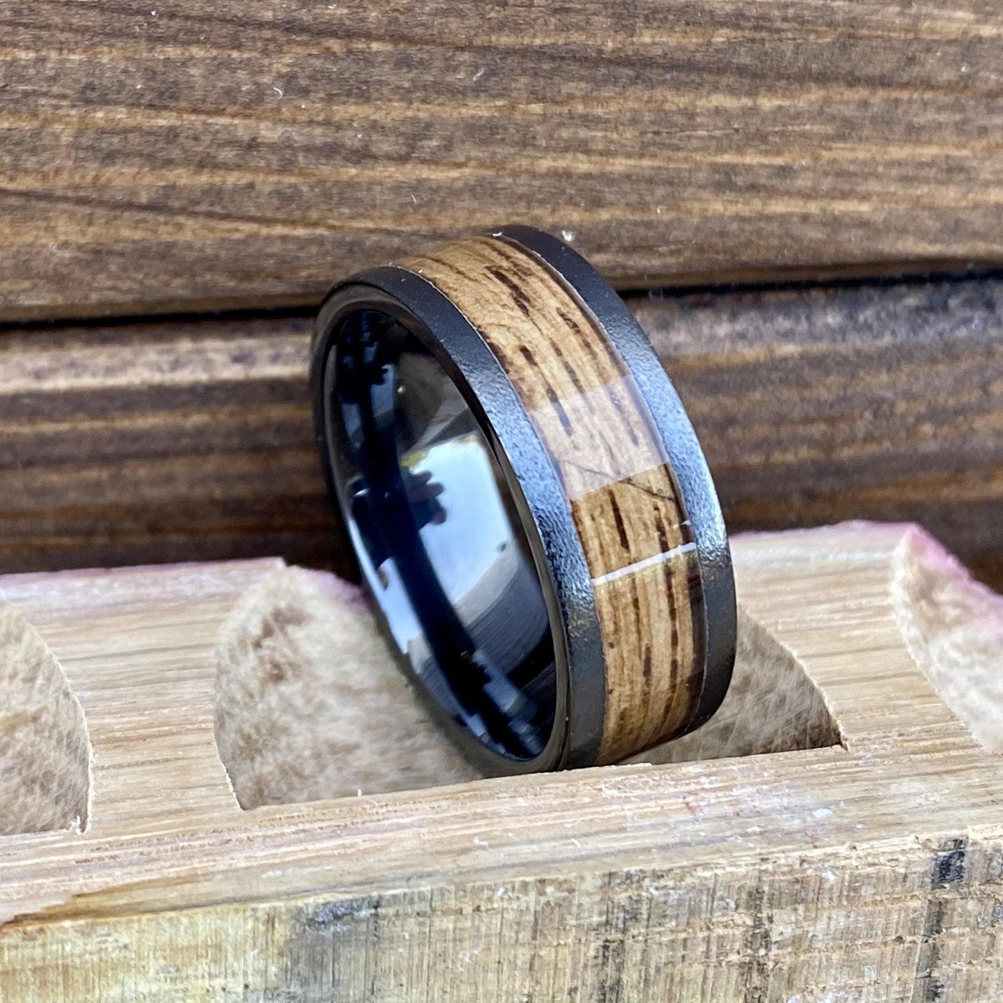 BW James Jewelers ALT Wedding Band "The Moonshiner" 100% USA Made Build Your Own Ring Black Diamond Ceramic Pipe Cut Band Stone Finish