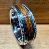 BW James Jewelers ALT Wedding Band “The Nimitz” 100% USA Made Serinium® Metal With Wood From The USS California