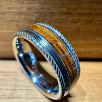 BW James Jewelers ALT Wedding Band “The Nimitz” 100% USA Made Serinium® Metal With Wood From The USS California