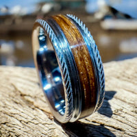 BW James Jewelers ALT Wedding Band “The Nimitz” 100% USA Made Serinium® Metal With Wood From The USS California