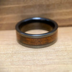 BW James Jewelers ALT Wedding Band “The Olympic” 100% USA Made Black Ceramic Ring With Wood From The RMS Olympic