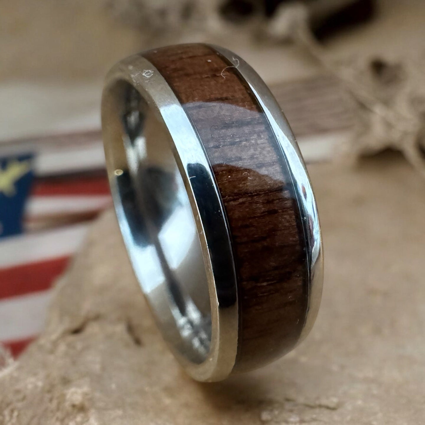 BW James Jewelers ALT Wedding Band “The Private Ryan ”✓ Reclaimed M1 Garand Stock Wood ✓Titanium