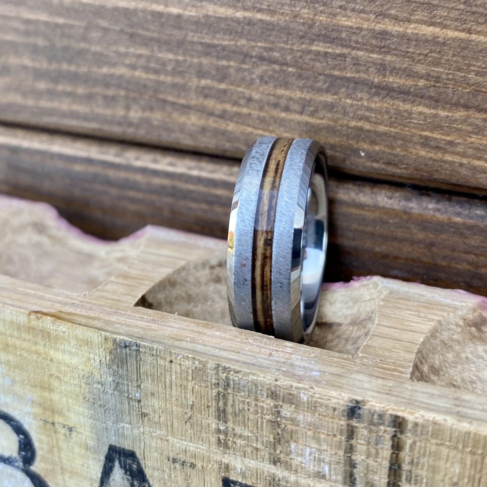 BW James Jewelers ALT Wedding Band "The Pursuer" 100% USA Made Build Your Own Ring Rugged Tungsten Beveled Edge Band with Grain Finish