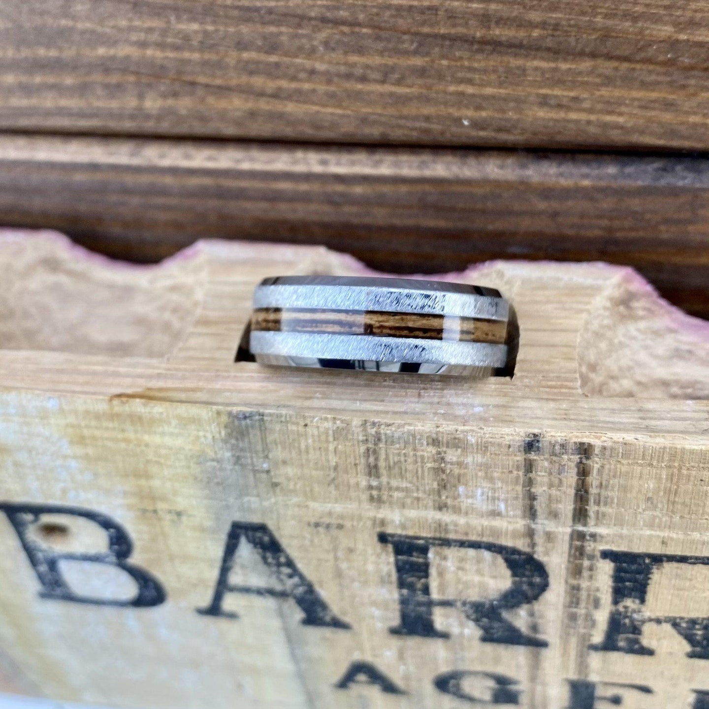 BW James Jewelers ALT Wedding Band "The Pursuer" 100% USA Made Build Your Own Ring Rugged Tungsten Beveled Edge Band with Grain Finish