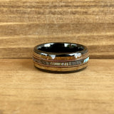 BW James Jewelers ALT Wedding Band “The Rockstar”  Reclaimed Bourbon Whiskey Barrel Black Ceramic Ring With Guitar String