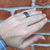 BW James Jewelers ALT Wedding Band “The Skipper” ✓Kentucky Bourbon Barrel Ring™✓With Fishing Line ✓Black Ceramic