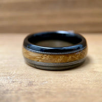 BW James Jewelers ALT Wedding Band “The Skipper” ✓Kentucky Bourbon Barrel Ring™✓With Fishing Line ✓Black Ceramic