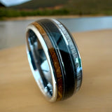 BW James Jewelers ALT Wedding Band “The Sportsman” ✓Kentucky Bourbon Barrel Ring™✓Fishing Line ✓Antler ✓Tungsten