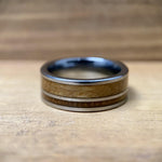 BW James Jewelers ALT Wedding Band “The Whiskey Lover” Tungsten Ring With Reclaimed Bourbon Whiskey Barrel Wood
