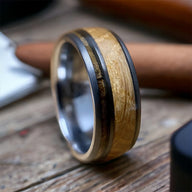 BW James Jewelers ALT Wedding Band “The Winston Churchill” Kentucky Straight Bourbon Whiskey Barrel With Cigar Tungsten Ring