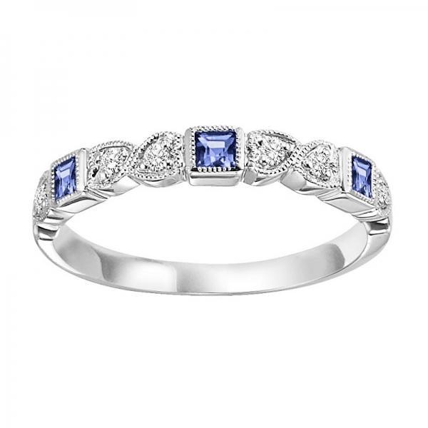 BW James Jewelers diamond wedding bands 14K Sapphire and Diamond Mixable Ring