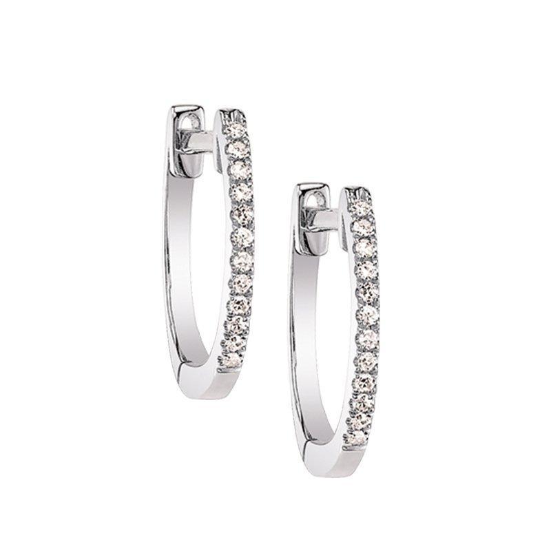 BW James Jewelers Earrings Classic Hoop Diamond Earrings White Gold