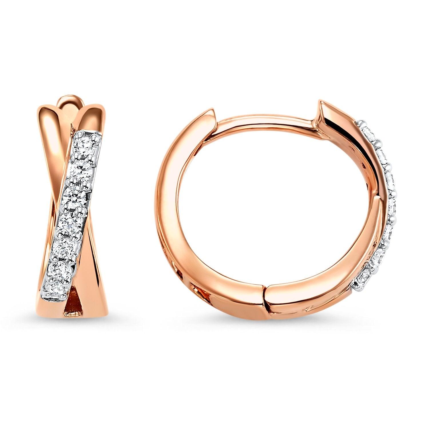 BW James Jewelers Earrings Rose Gold Twist Diamond Earrings