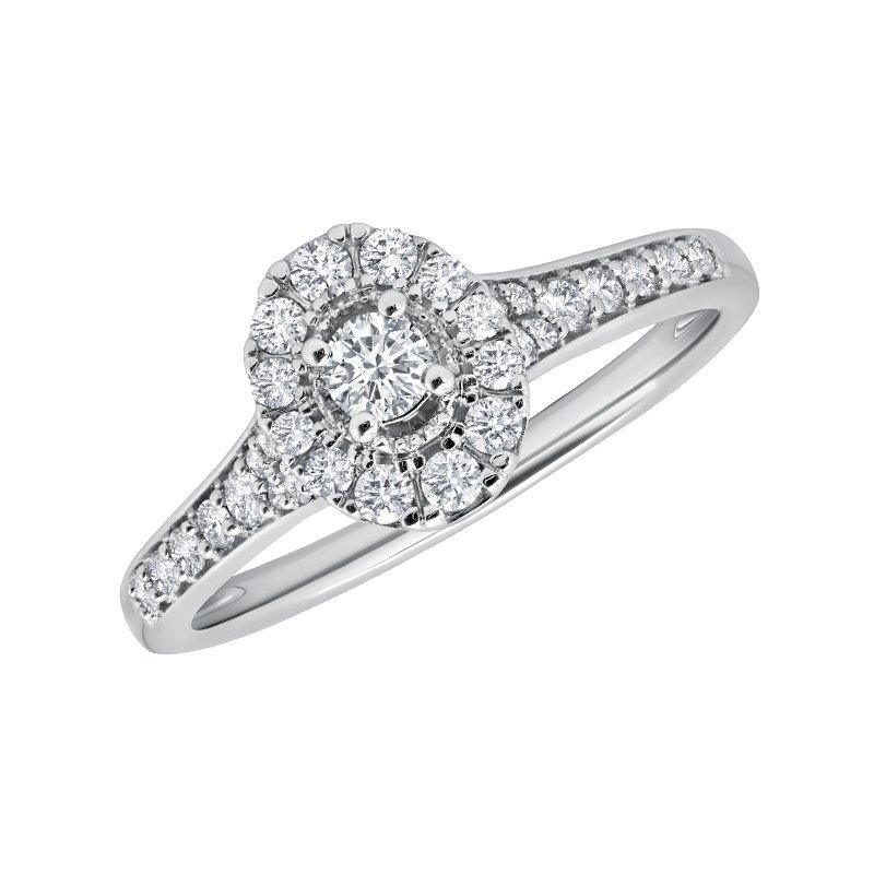 BW James Jewelers Engagement Ring Promise Collection Oval Halo White Gold Diamond Ring