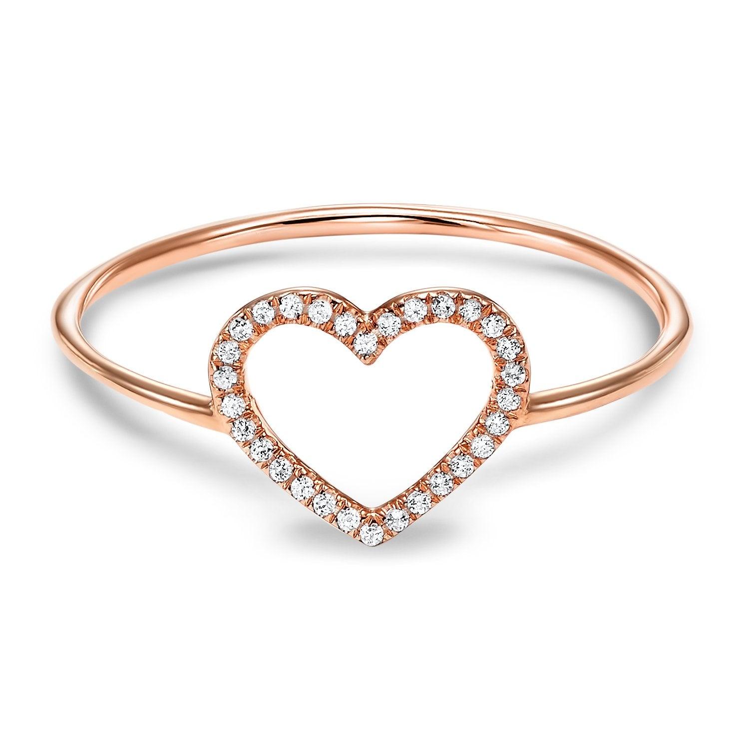 BW James Jewelers Fashion Ring 14k Rose Gold Heart Diamond Ring