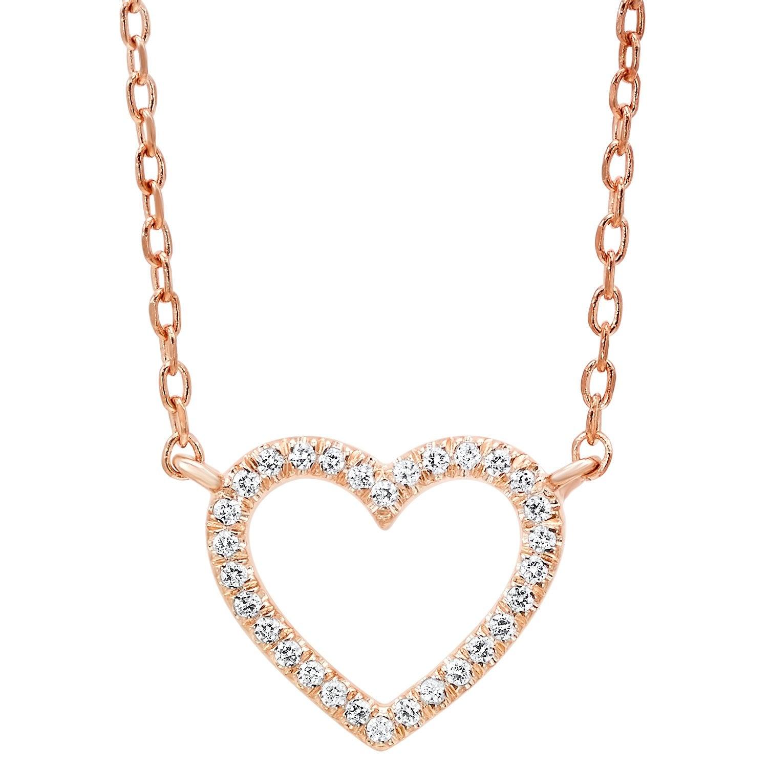 BW James Jewelers Necklace 14k Rose Gold Diamond Heart Pendant