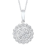 BW James Jewelers Necklace Floral Diamond Pendant