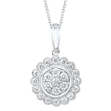 BW James Jewelers Necklace Floral Diamond Pendant
