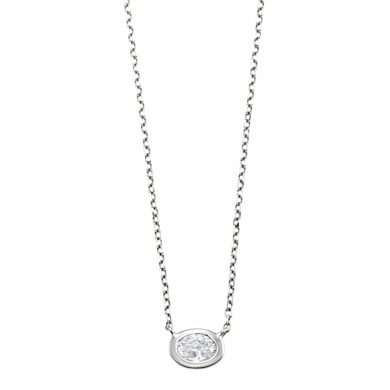 BW James Jewelers Necklace Oval Diamond Pendant
