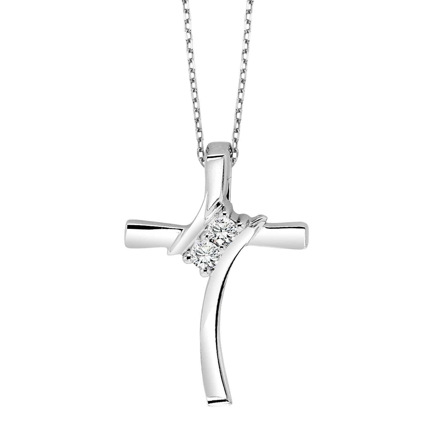 BW James Jewelers Necklace Silver Diamond Cross Pendant