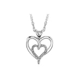 BW James Jewelers Necklace Sterling Silver Double Heart Diamond Necklace