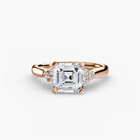 BW James Jewelers setting 9K Rose Gold / Asscher Solitaire with Cluster Shoulders 2