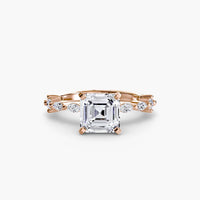 BW James Jewelers setting 9K Rose Gold / Asscher Solitaire with Eternity Pavé